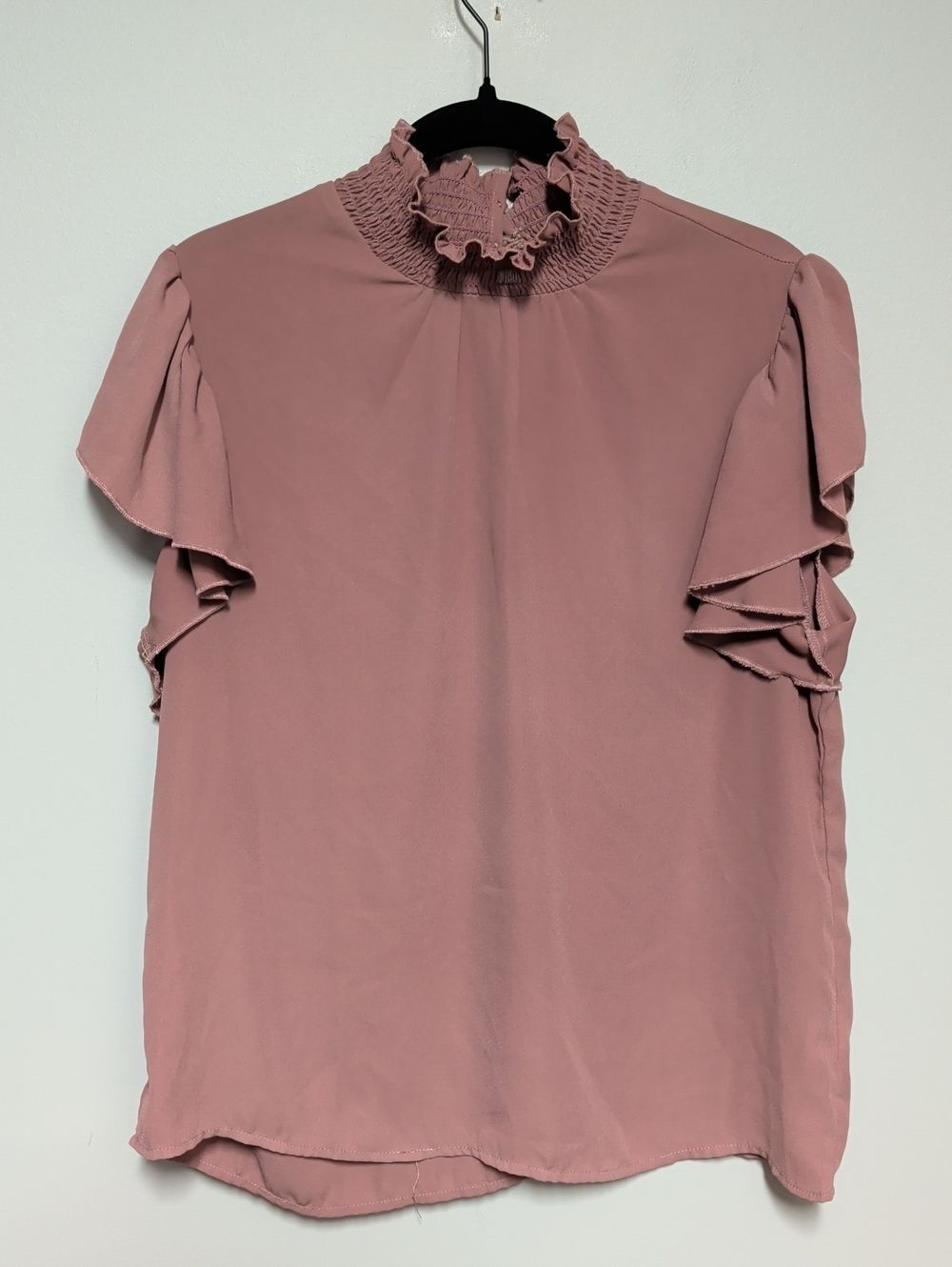 SHEIN Mauve Ruffle High-Neck Blouse